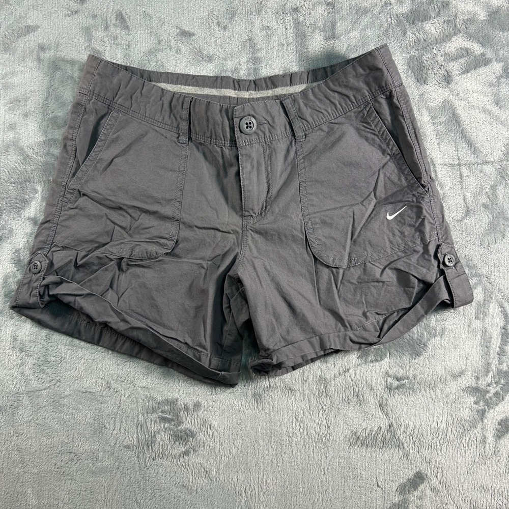 Nike Athletic Dept Womens‎ Gray Cargo Shorts Rolled Cuff Casual Size 2